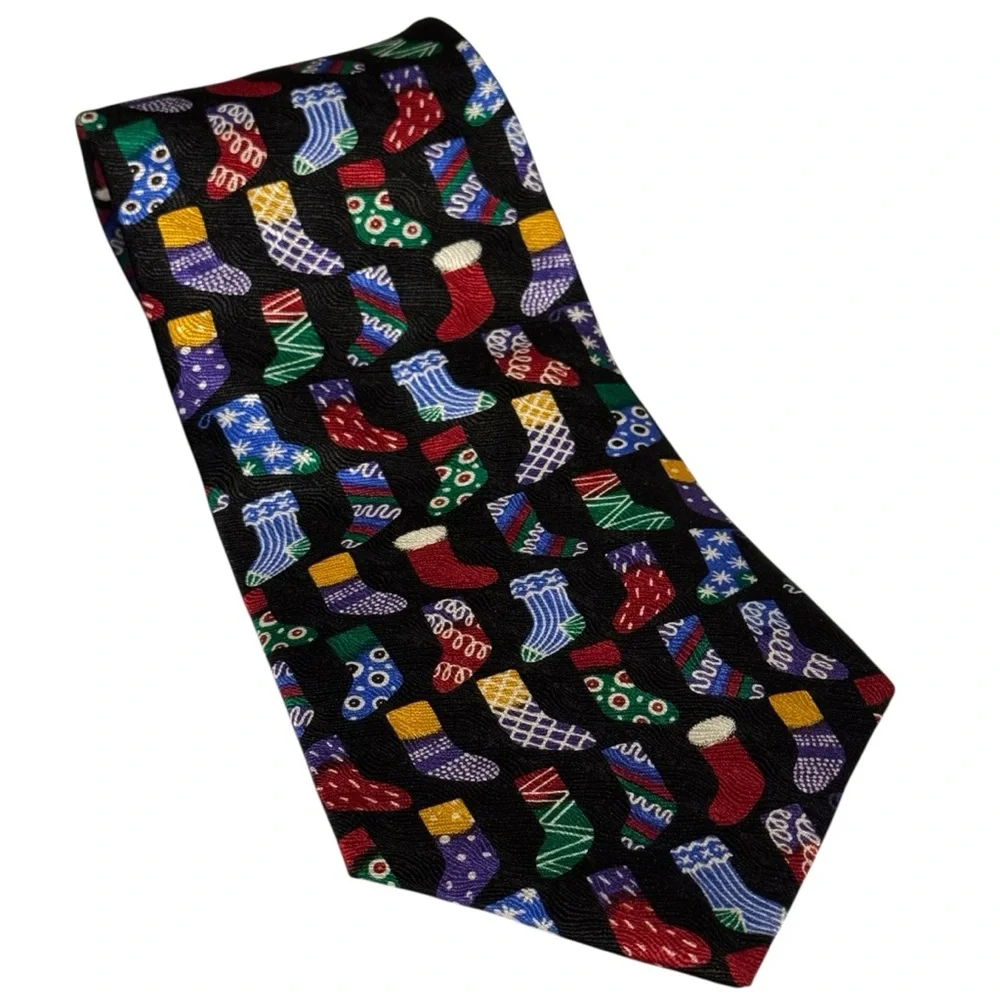 Lord & Taylor 3 100% silk men’s ties Christmas holiday stockings ornaments trees